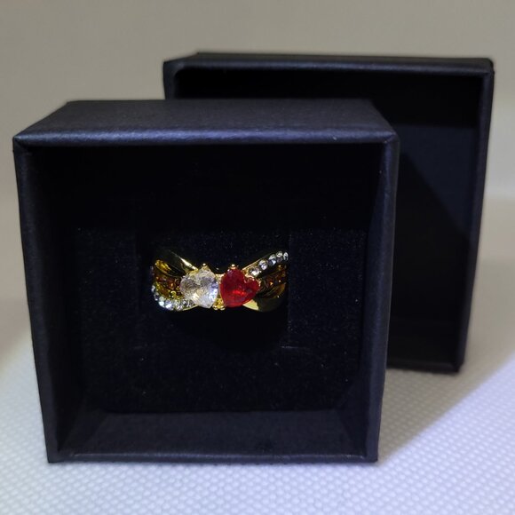 ❄️ 6 | NWOT | Polychromatic Duo Heart Pavé Tri-Band Ring - Picture 2 of 2